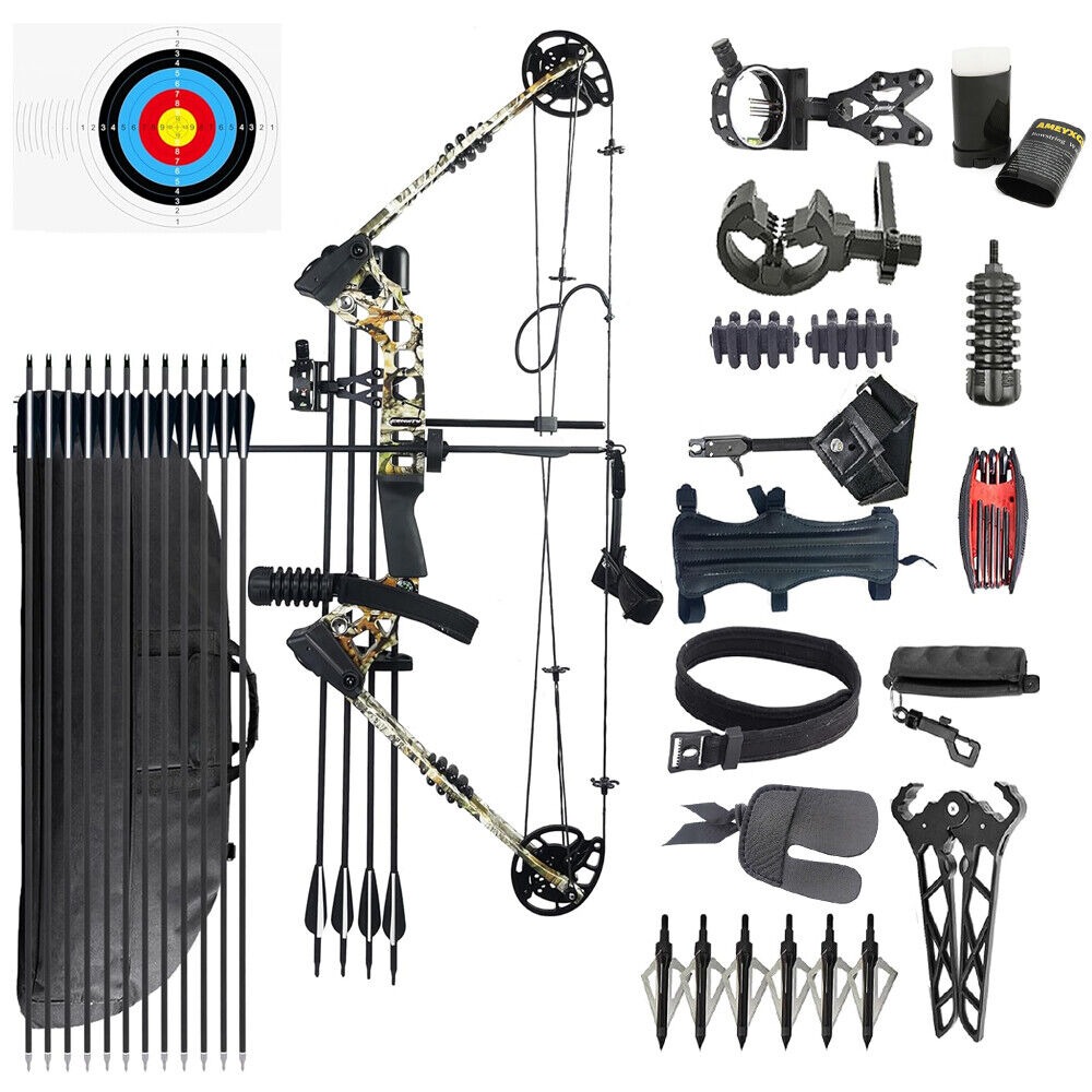 JUNXING Dragon X8 Compound Bow Set Hunting Fishing Arrow Kit 20-70 lbs