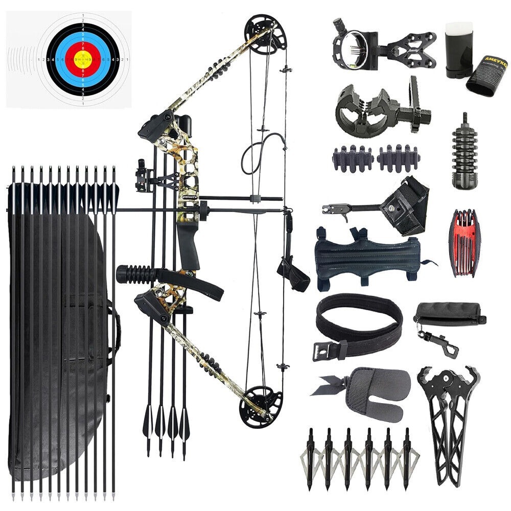 JUNXING Dragon X8 Compound Bow Set Hunting Fishing Arrow Kit 20-70 lbs