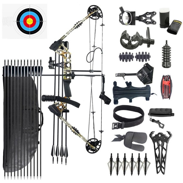 JUNXING Dragon X8 Compound Bow Set Hunting Fishing Arrow Kit 20-70 lbs