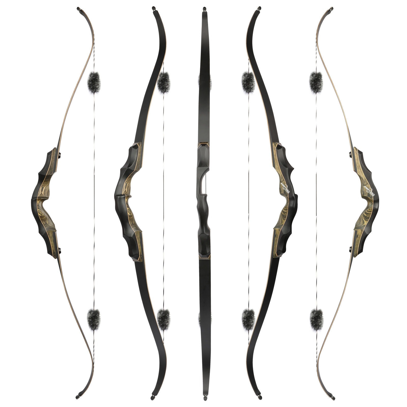 62" Takedown Recurve Bow Wooden 20-60lbs American Hunting Shooting