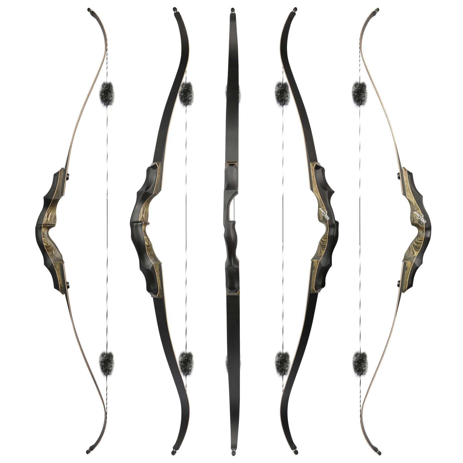 62" Takedown Recurve Bow Wooden 20-60lbs American Hunting Shooting