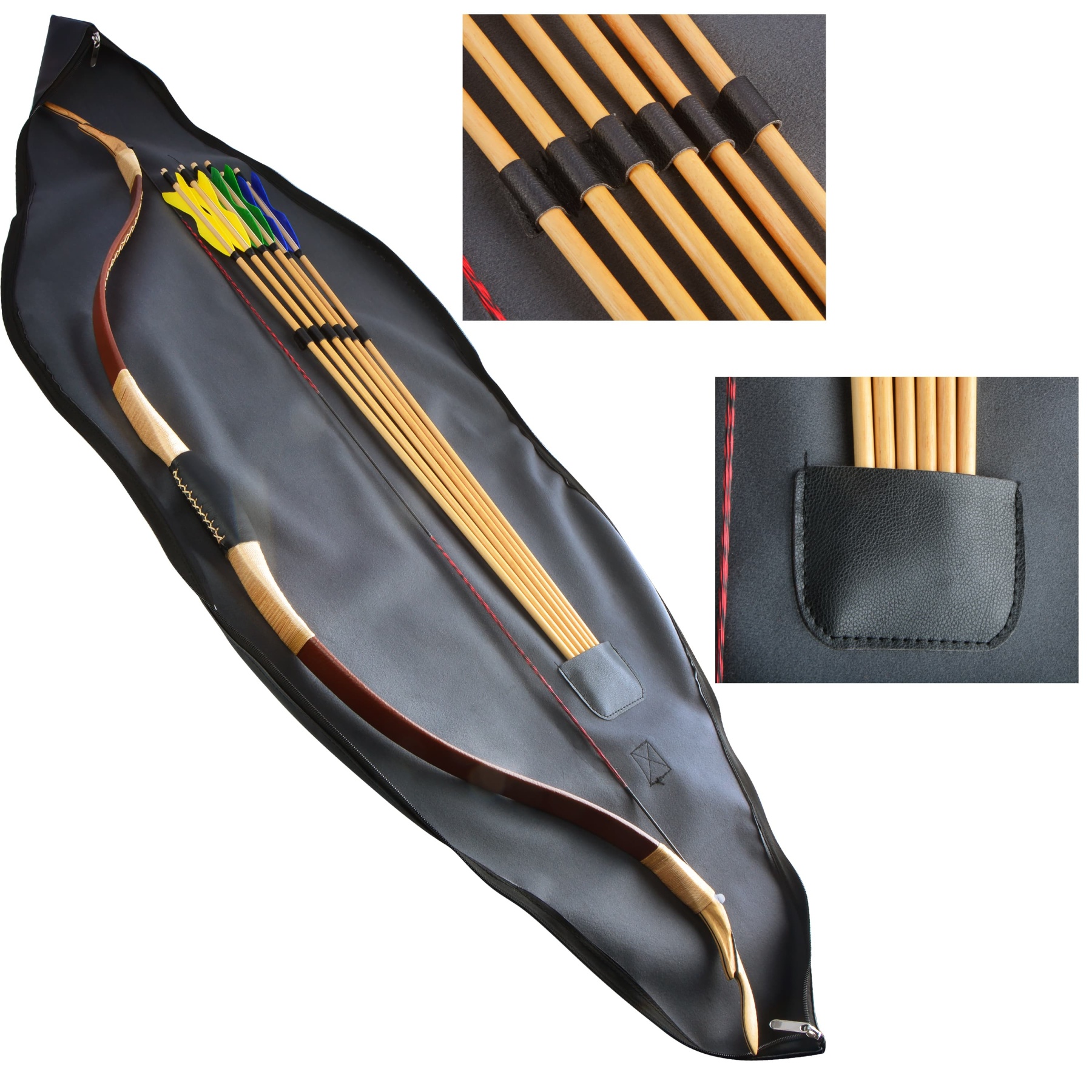 Traditional Recurve Bow Case PU Leather Protective Storage