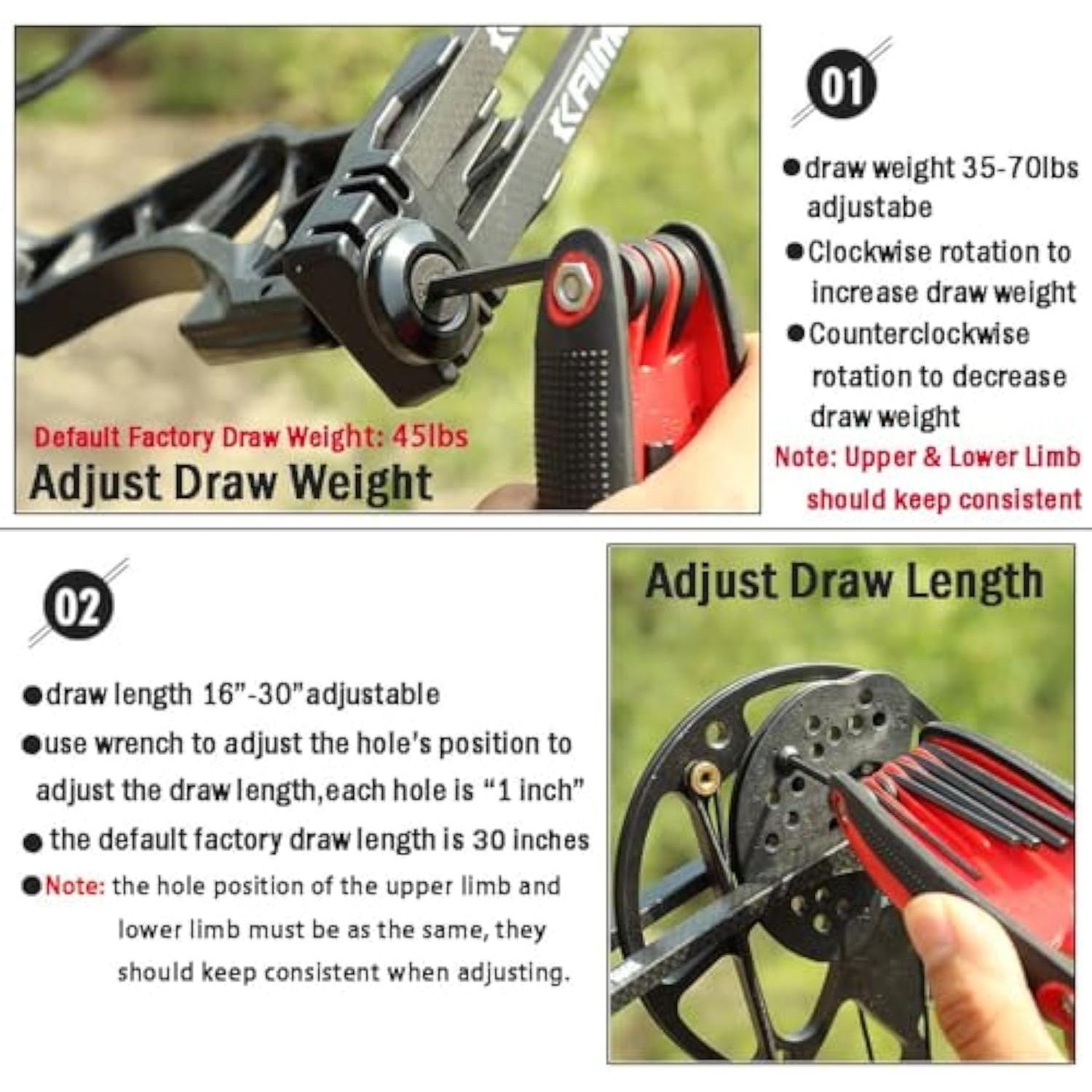 KAIMEI QIN Hunting Compound Bow and Arrow Set 30-70lbs
