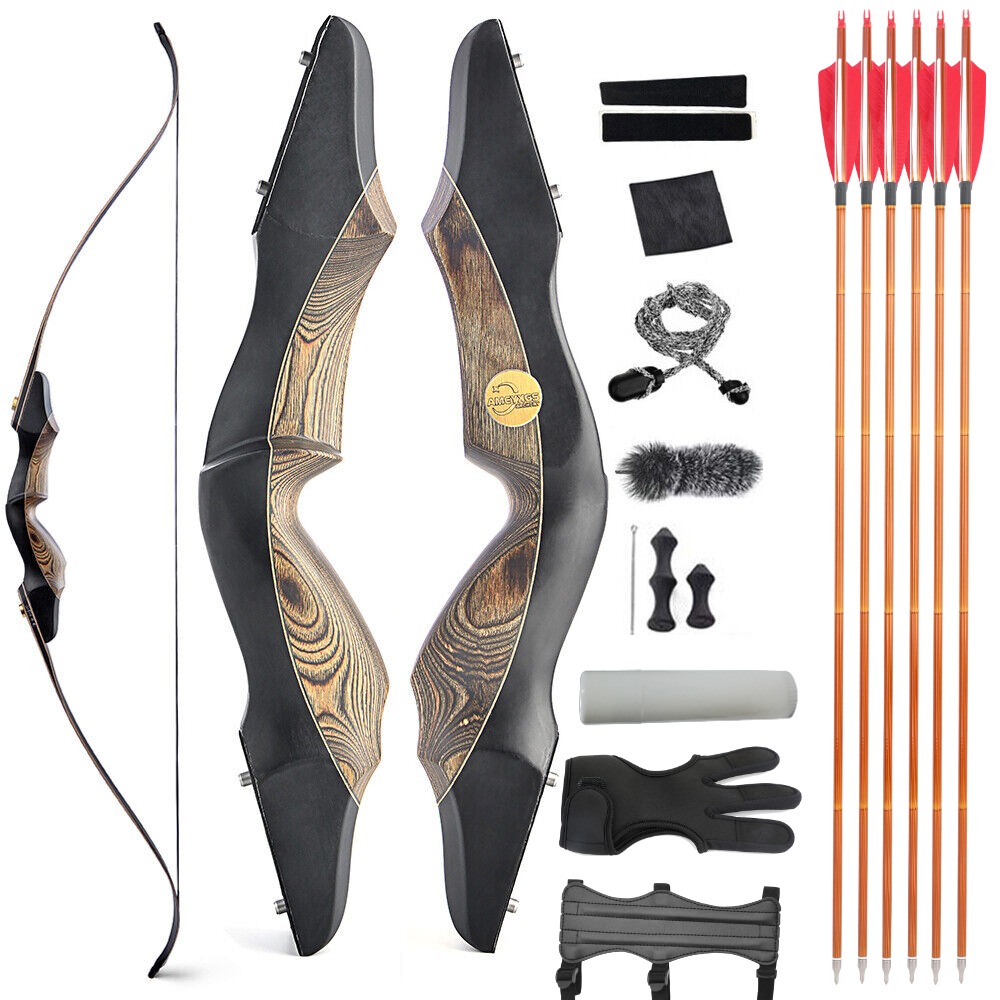 Takedown Recurve Bow Arrow Set 60" 25-60lb Archery Hunting