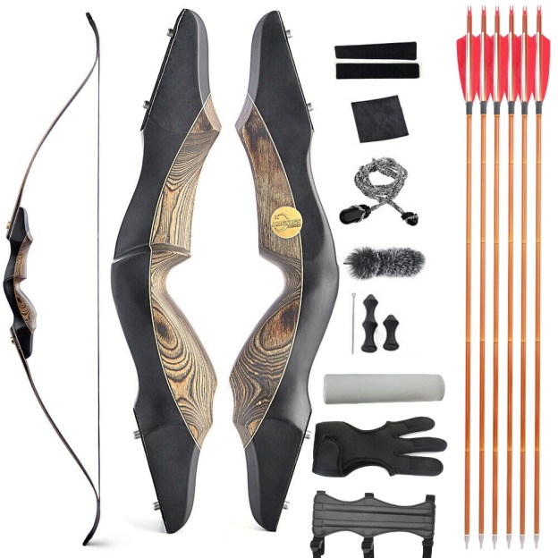 Takedown Recurve Bow Arrow Set 60" 25-60lb Archery Hunting