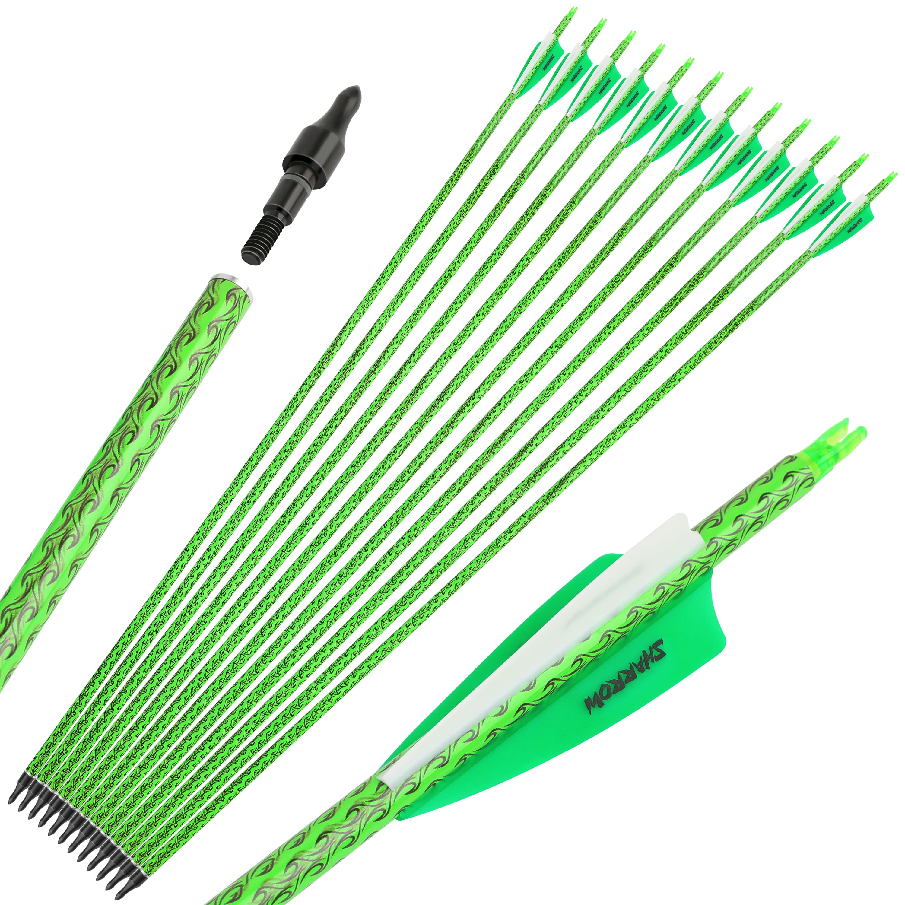 30" Carbon Arrows SP500 Rubber Vanes 100Grain Tips Archery Hunting