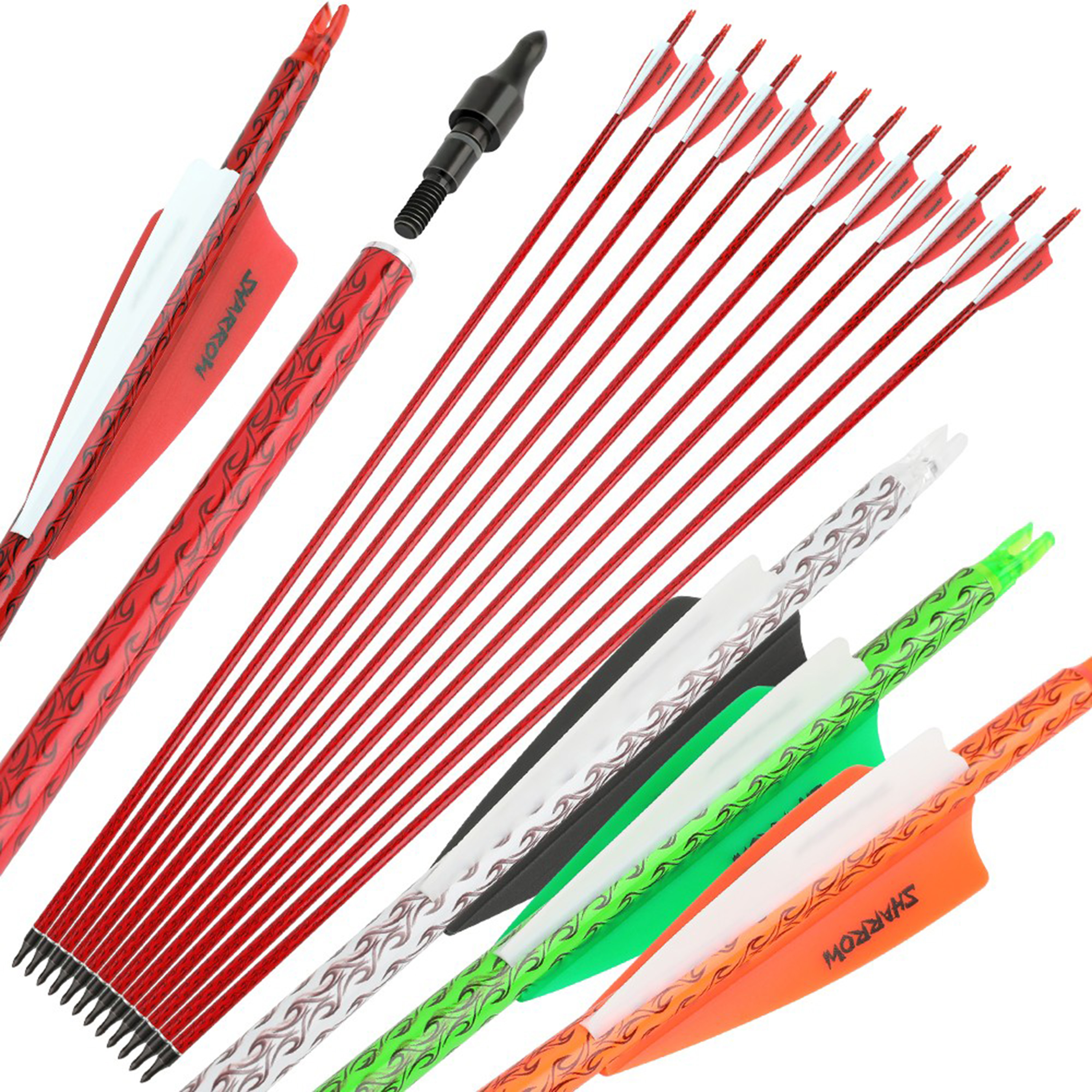 30" Carbon Arrows SP500 Rubber Vanes 100Grain Tips Archery Hunting