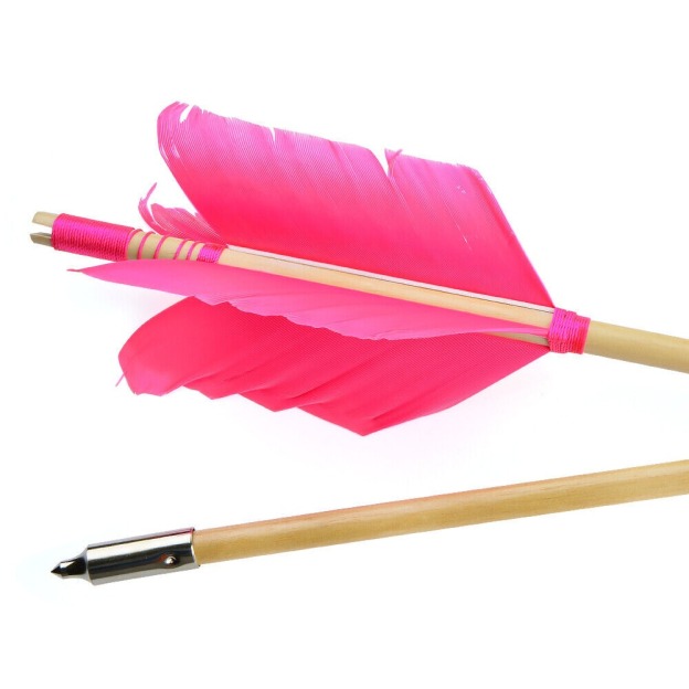 Archery Wooden Arrows Flu-Flu 32" Feathers Traditional Longbow Target