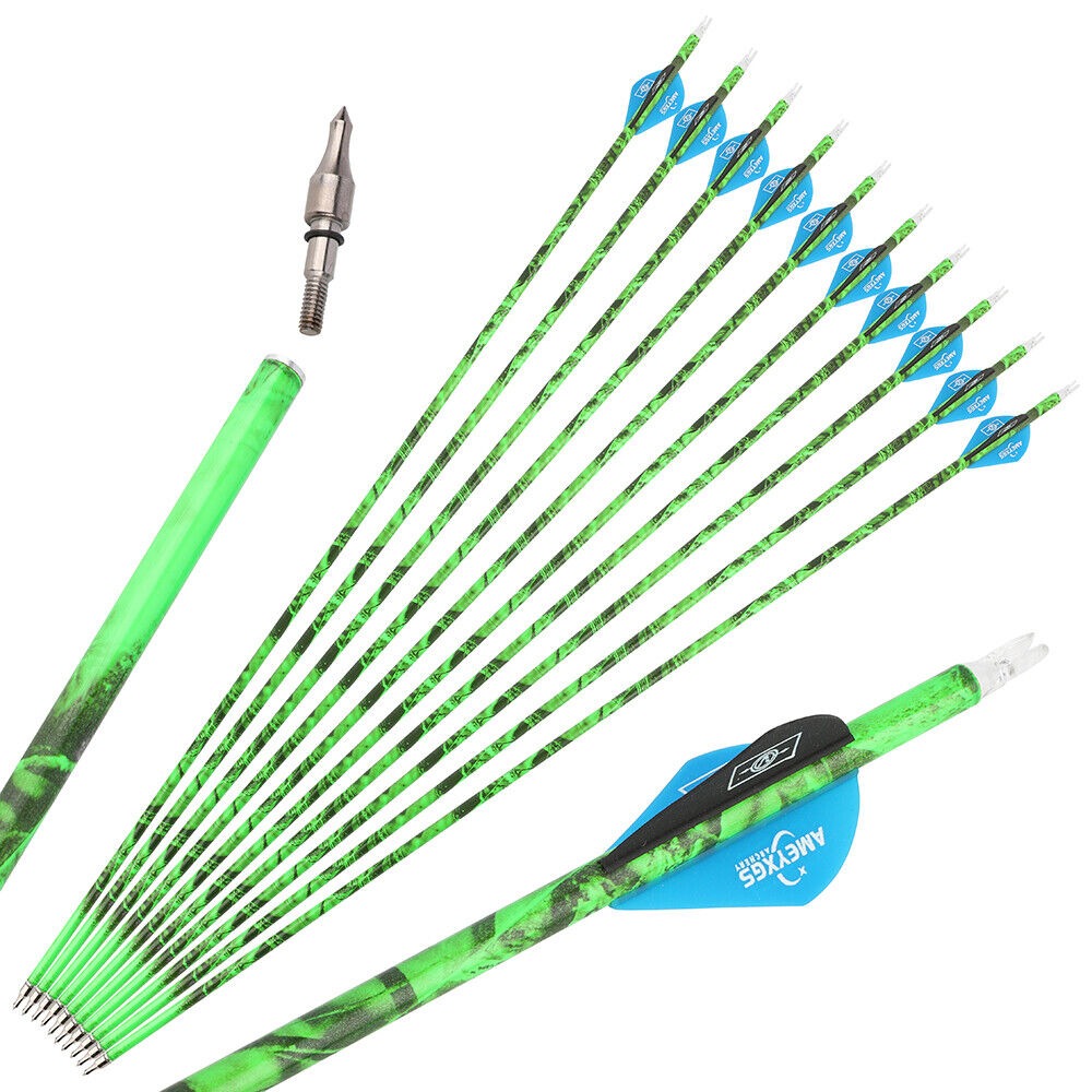 Carbon Arrow 30" Spine 500 Screw Tips Compound Recurve Bow Hunting