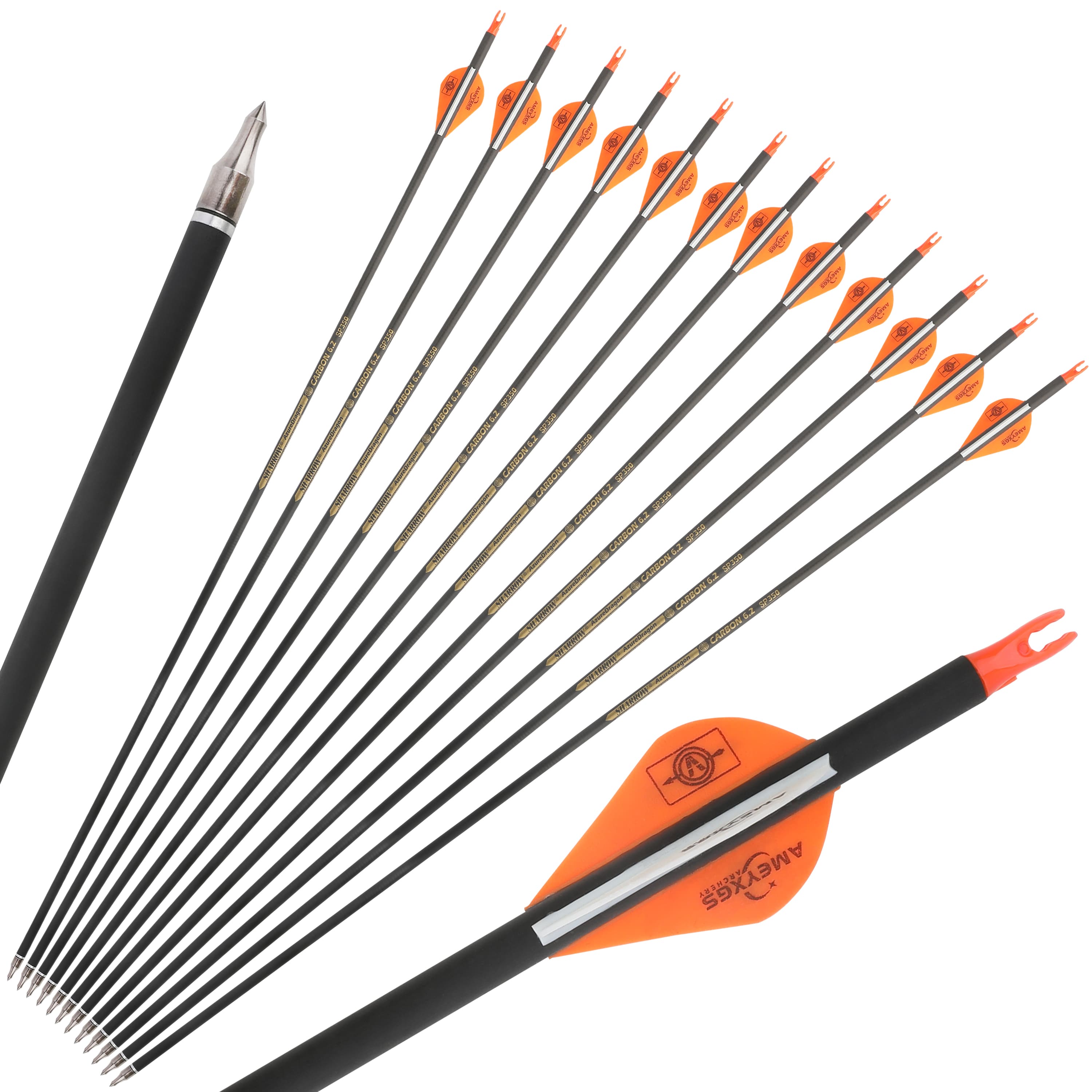 Pure Carbon Arrows Spine 500  30" Shaft Vanes 6.2mm Hunting
