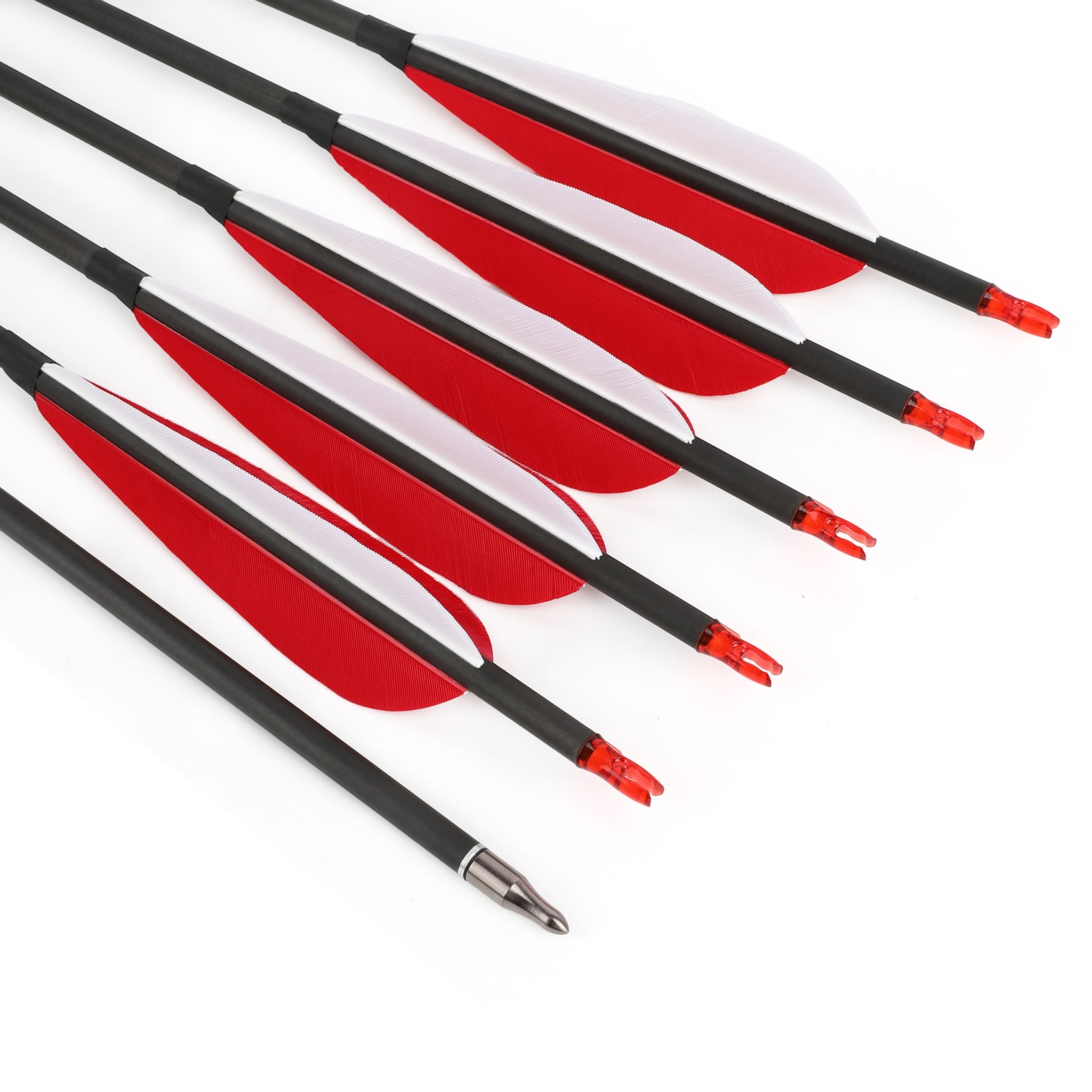 35.5" Pure Carbon Arrows 5" Feather Fletched Traditional Archery