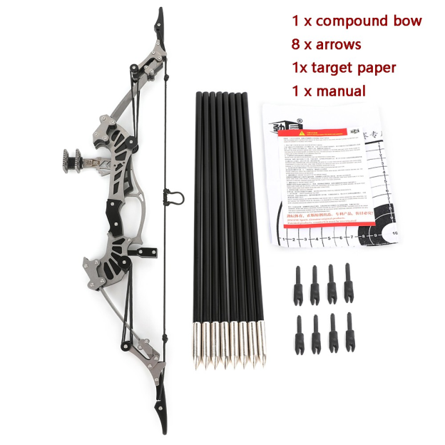 16" Mini Compound Bow Arrow Set Desktop Archery 16lb Power