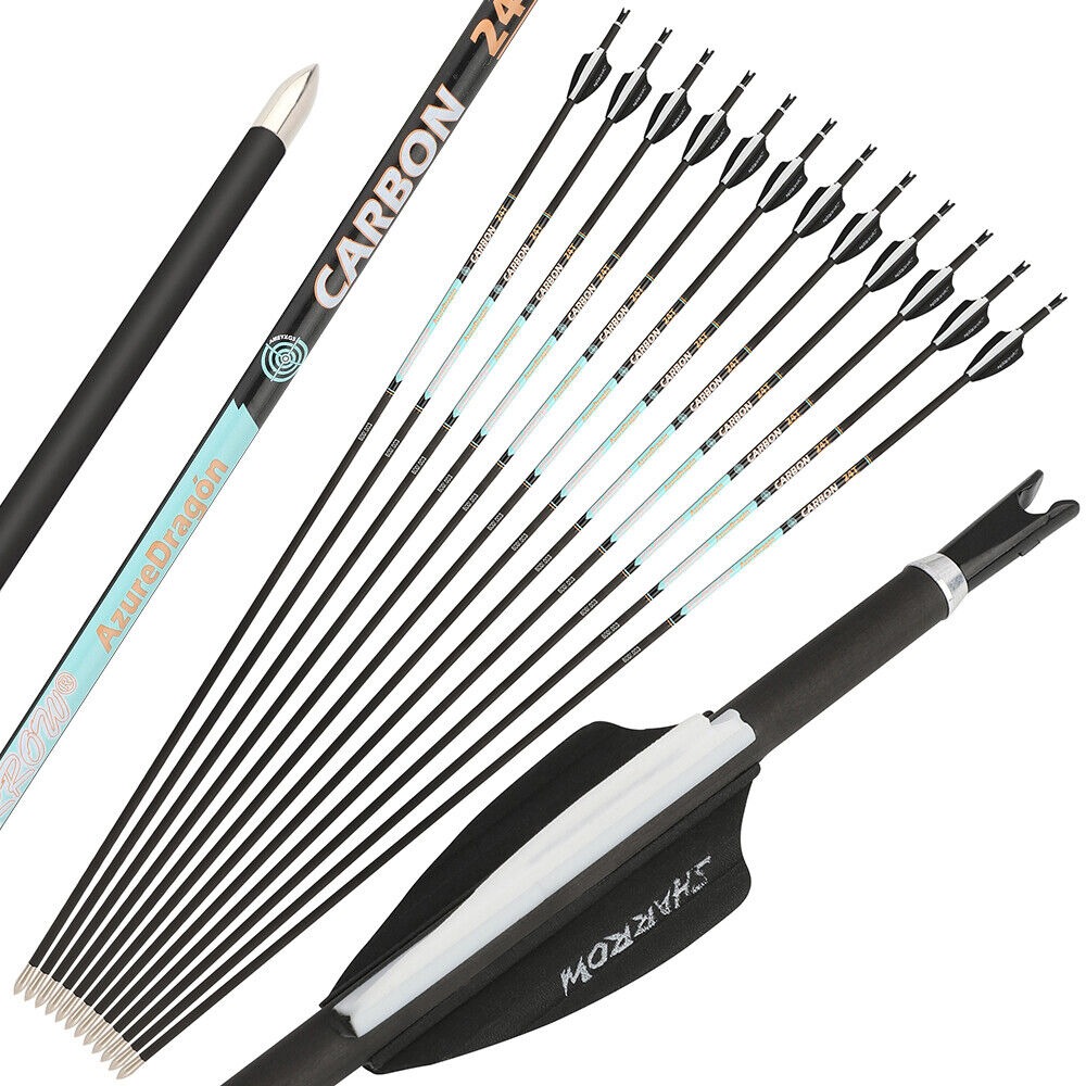 Pure Carbon Arrows 32 inch SP300-1000 Vanes .003" Recurve Compound Bow