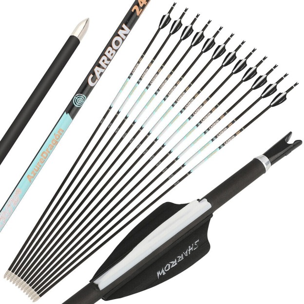 Pure Carbon Arrows 32 inch SP300-1000 Vanes .003" Recurve Compound Bow