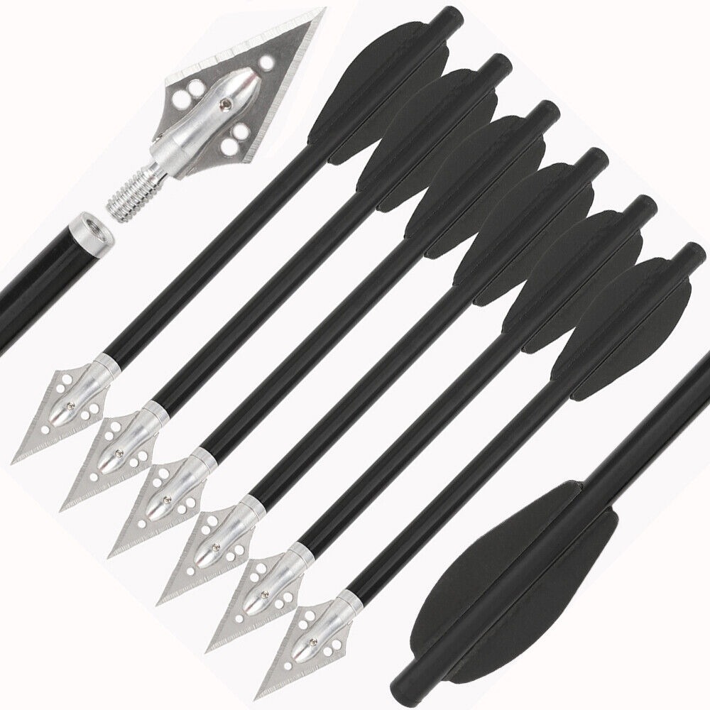 6.3 inch Aluminum Crossbow Bolts Arrows Blade Broadhead Vanes Hunting