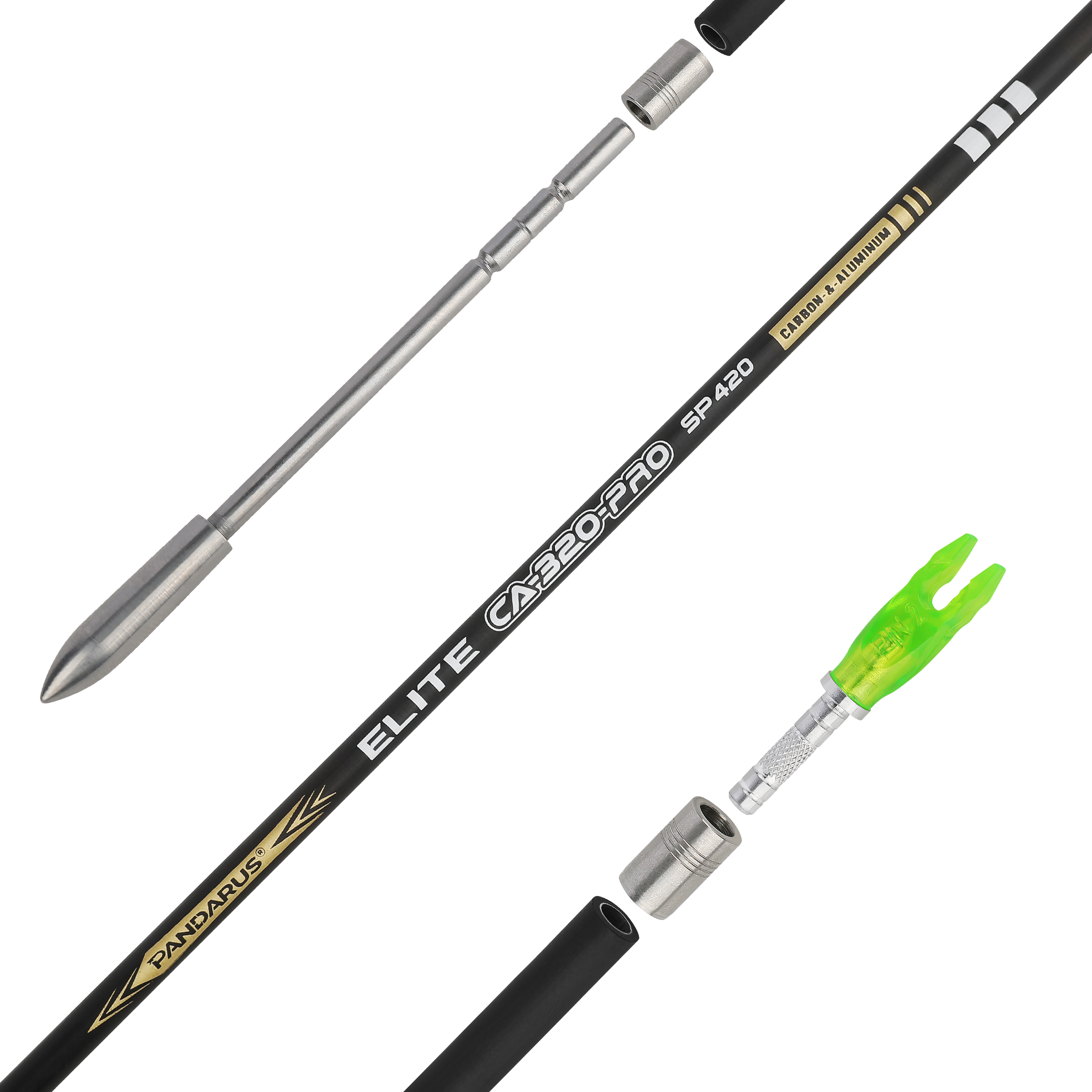 PANDARUS ELITE CA-320 Pro Carbon Aluminum Arrow .001" ID3.2mm Tapered