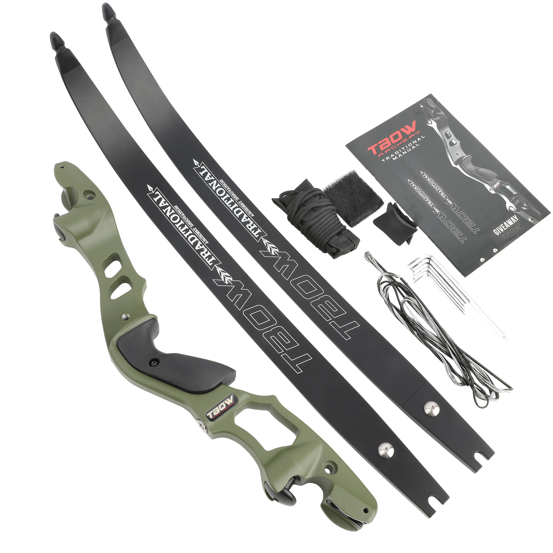 TBOW 62” Traditional ILF Recurve Bow 30-60Lbs Competition Hunting RH