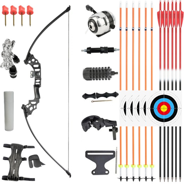 Takedown Recurve Bow Set 30-40lbs 50" Fishing Hunting