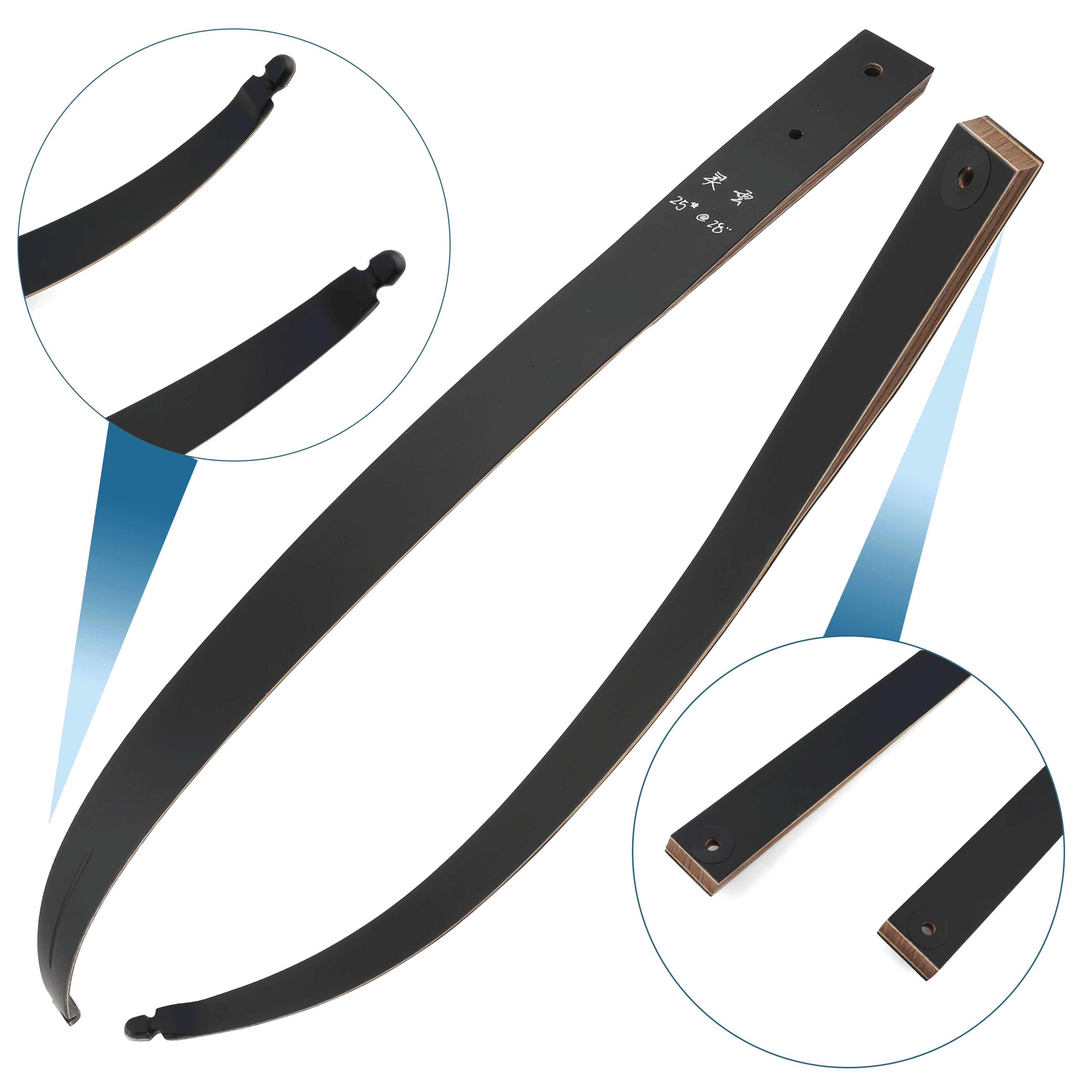 Black Hunter Takedown Recurve Bow Set Hunting 60" 20-60lbs LH RH