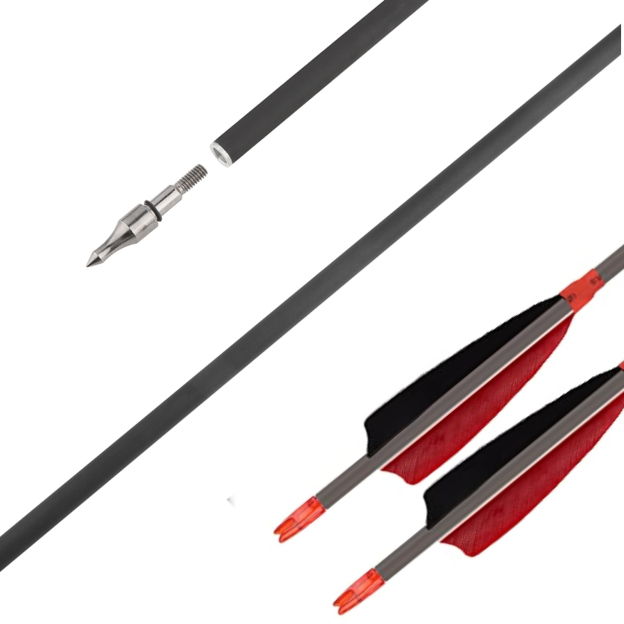 Archery Carbon Arrows Spine 500 with 4" Real Feathers Hunting Target