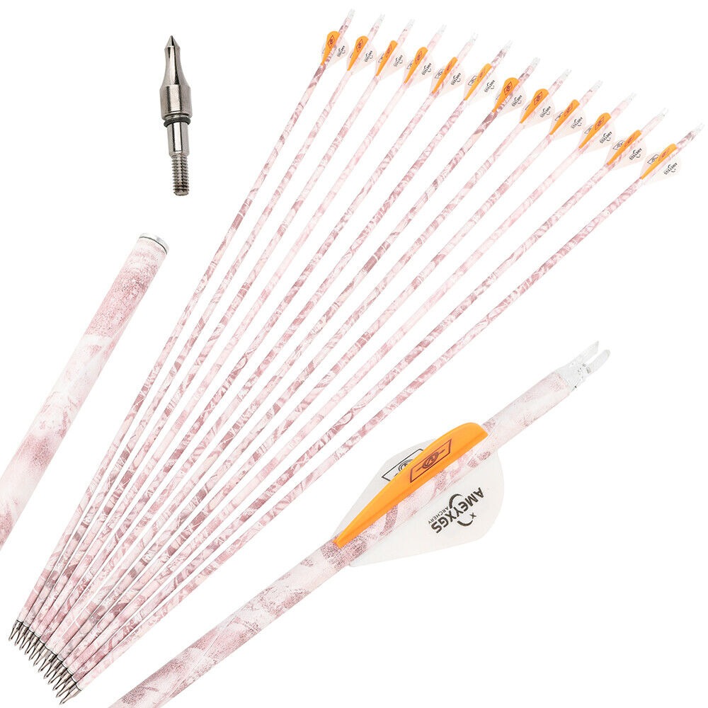 Carbon Arrow 30" Spine 500 Screw Tips Compound Recurve Bow Hunting