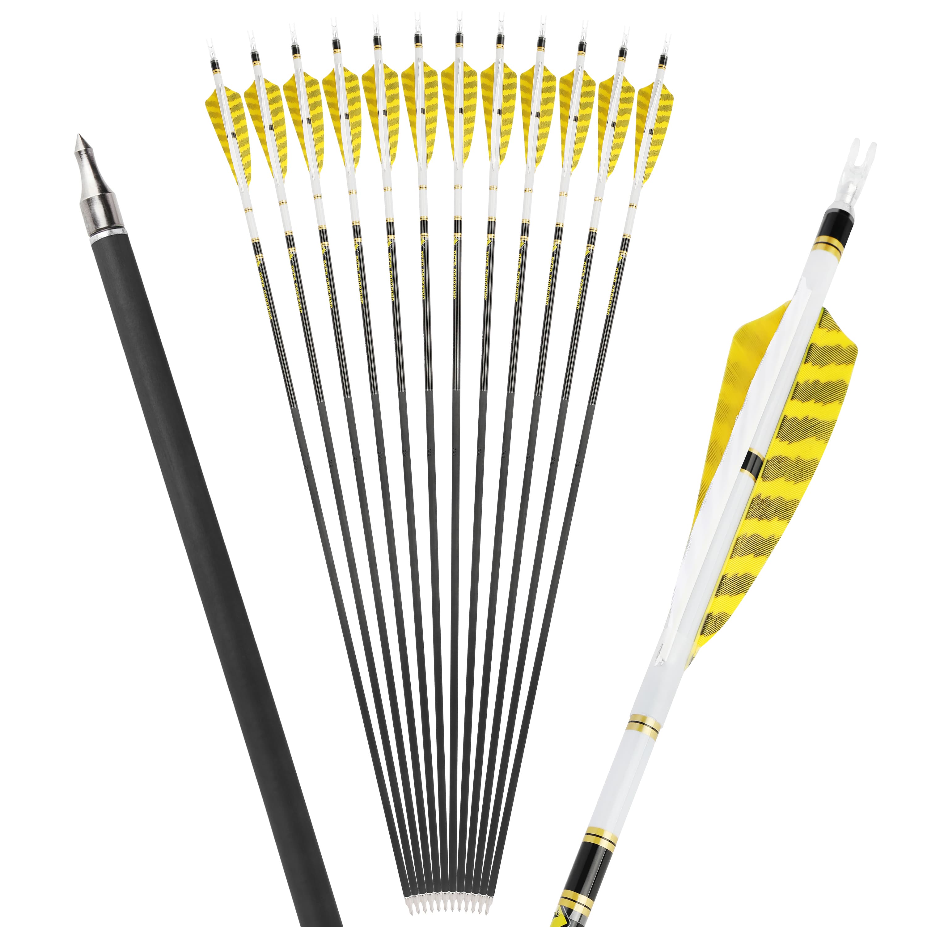 DEER CROSSING Pure Carbon Arrows Spiral Fletched Target & Practice