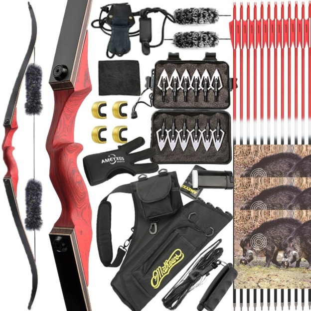 Black Hunter Takedown Recurve Bow Hunting Set 60" LH RH