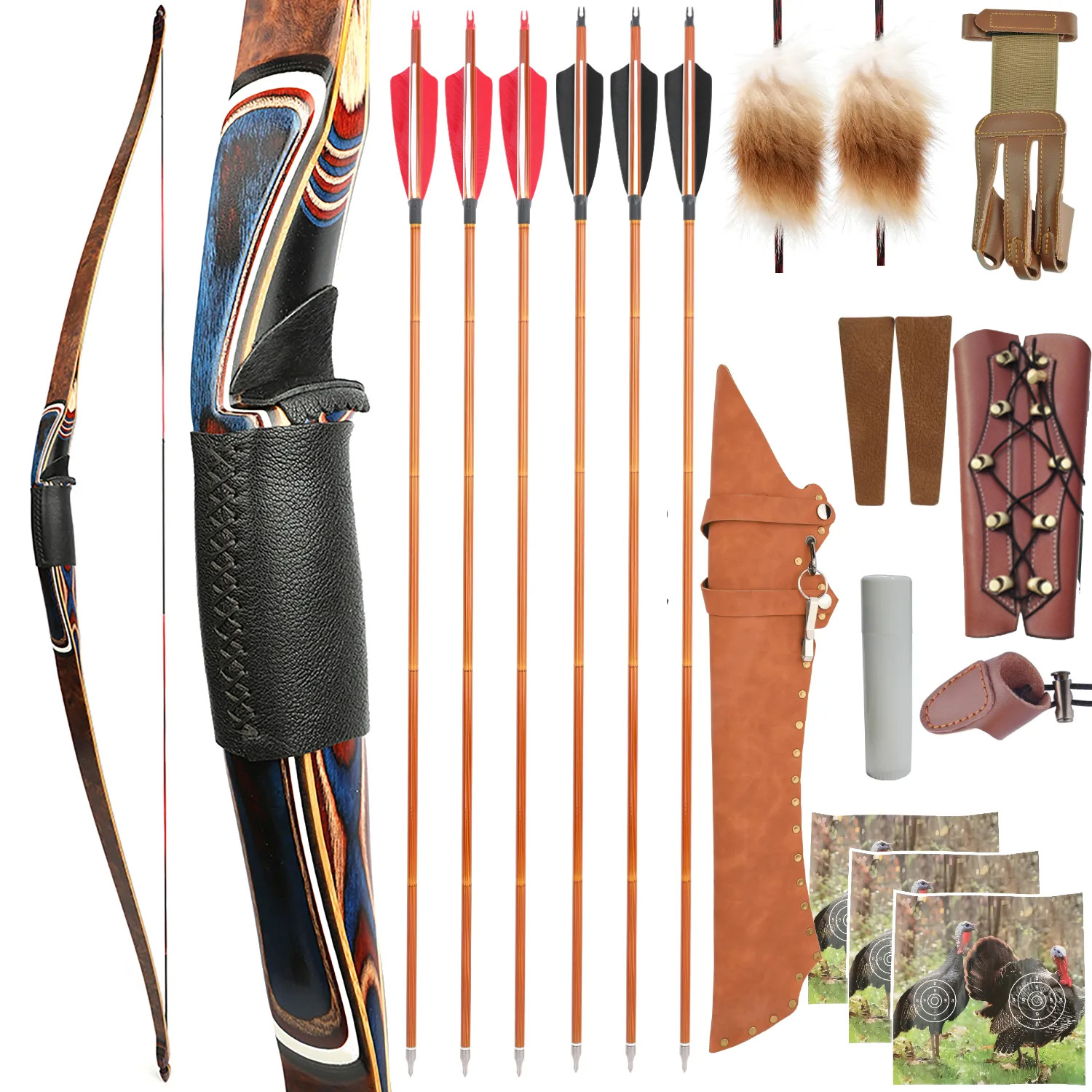 Traditional Takedown Triangle Bow LH RH 60" 20-55 lbs