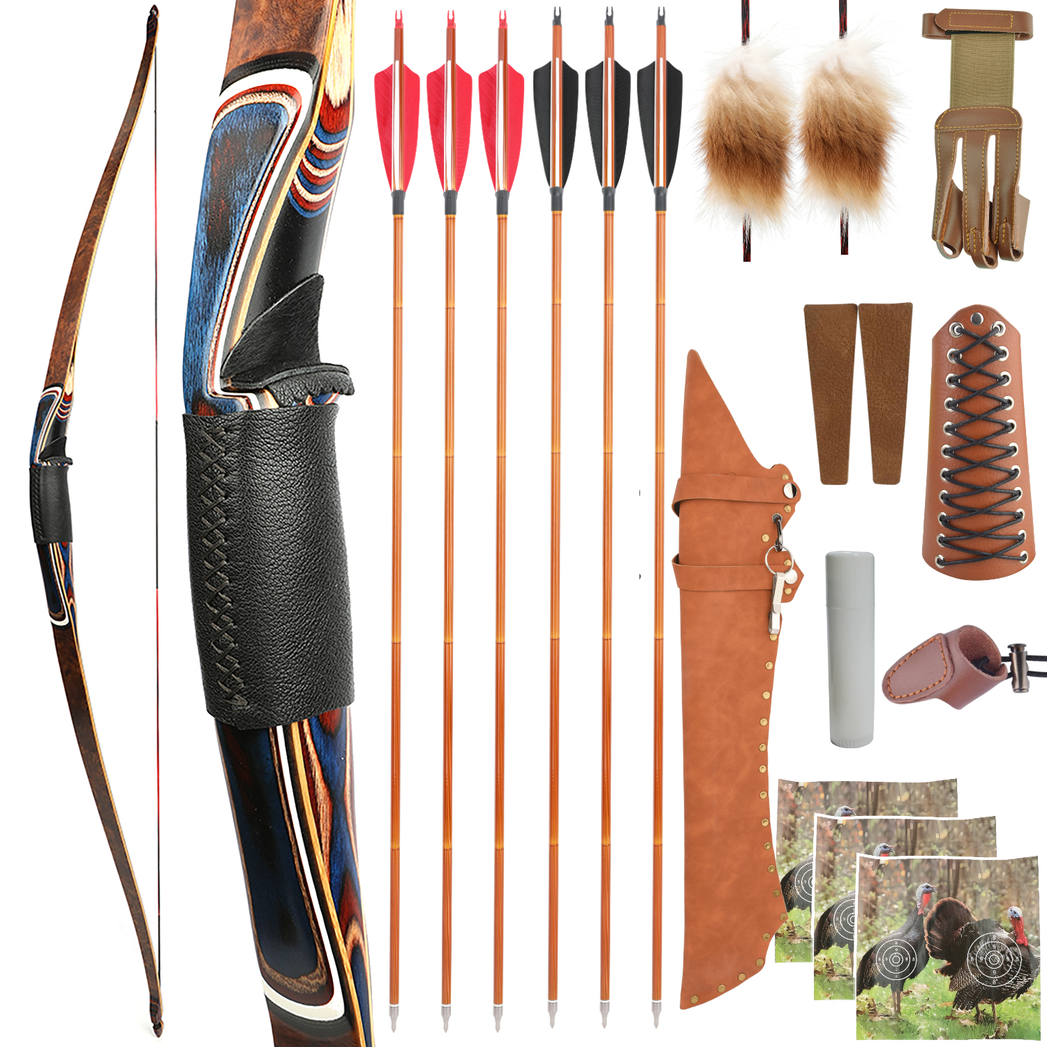 Traditional Takedown Triangle Bow LH RH 60" 20-55 lbs