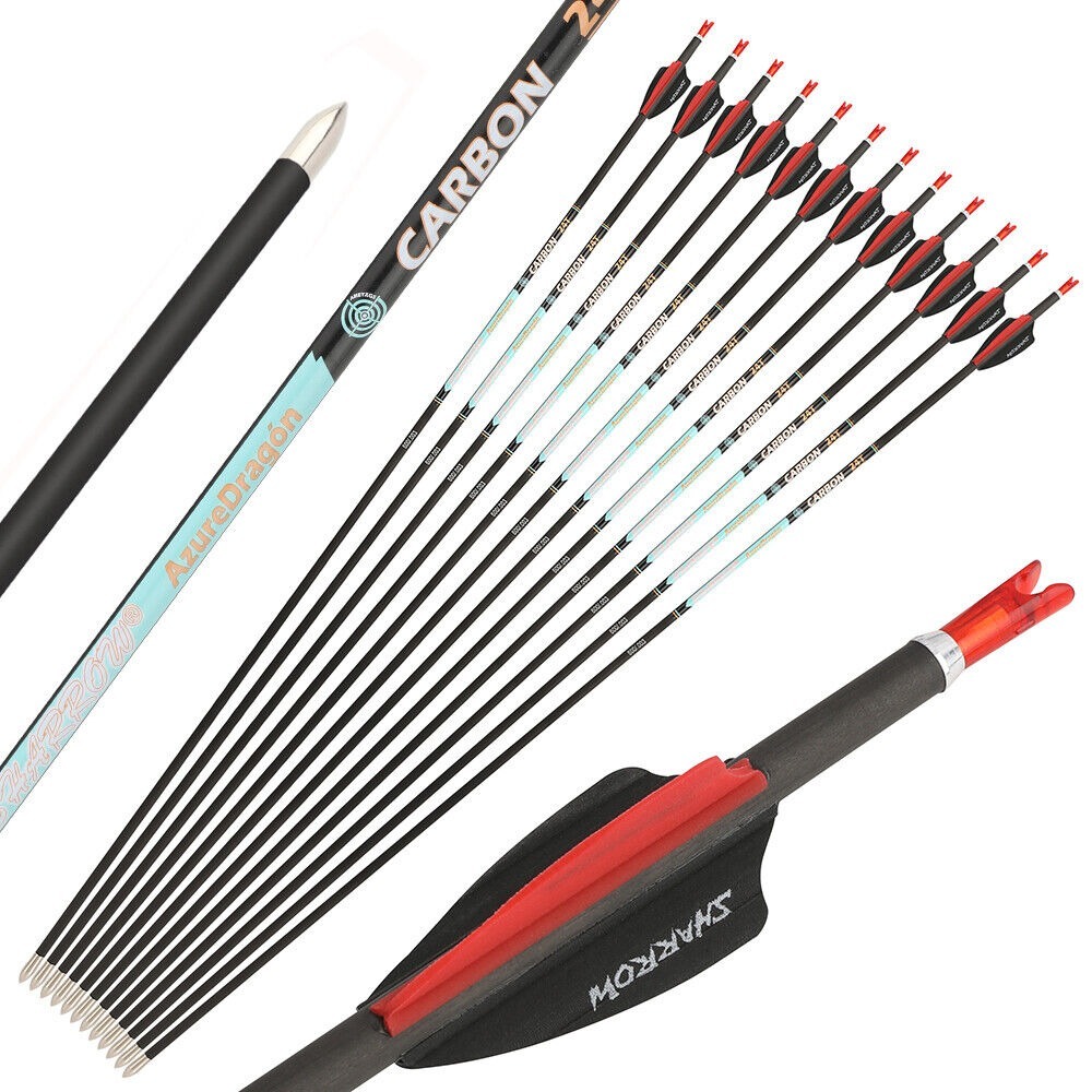 Pure Carbon Arrows 32 inch SP300-1000 Vanes .003" Recurve Compound Bow