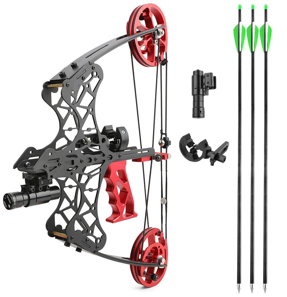 18" Mini Compound Bow Dual-use Steel Ball Hunting Fishing 35lbs LH RH