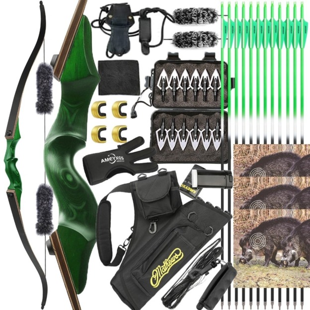 Black Hunter Takedown Recurve Bow Hunting Set 60" LH RH