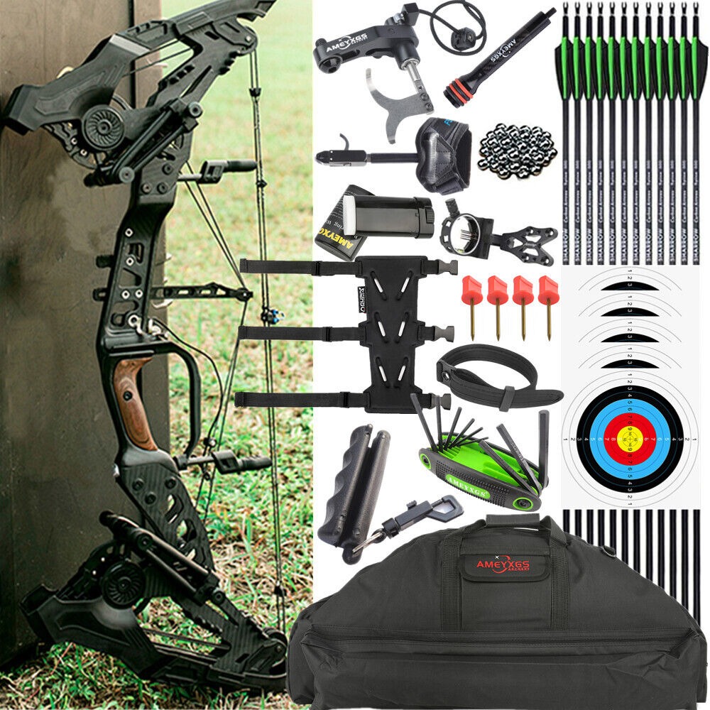 MENGQ Archery Compound Bow Set 21.5-60lbs Steel Ball Dual Use Hunting