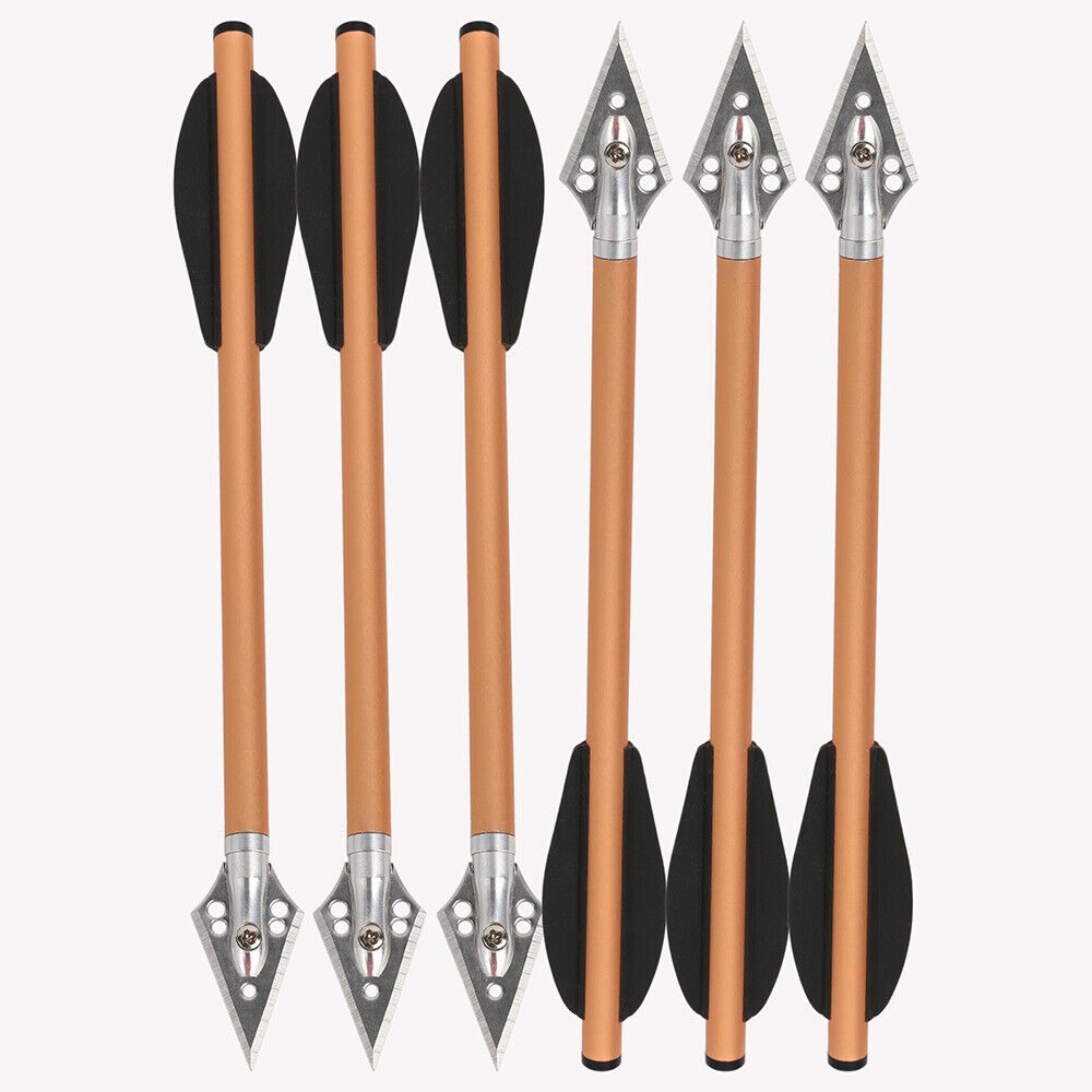6.3 inch Aluminum Crossbow Bolts Arrows Blade Broadhead Vanes Hunting