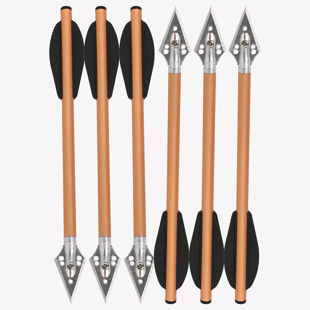 6.3 inch Aluminum Crossbow Bolts Arrows Blade Broadhead Vanes Hunting