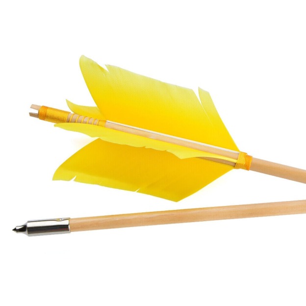 Archery Wooden Arrows Flu-Flu 32" Feathers Traditional Longbow Target