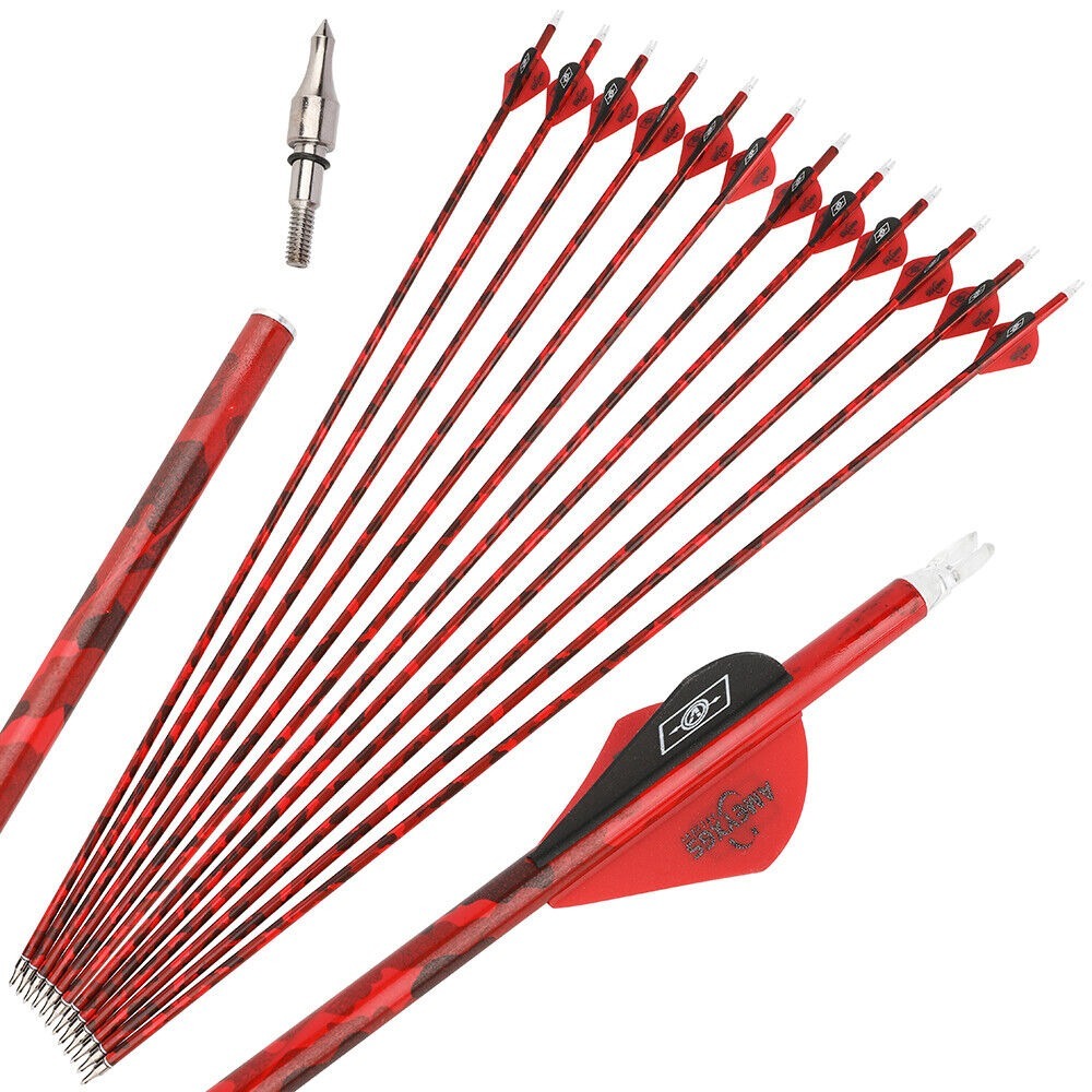 Carbon Arrow 30" Spine 500 Screw Tips Compound Recurve Bow Hunting