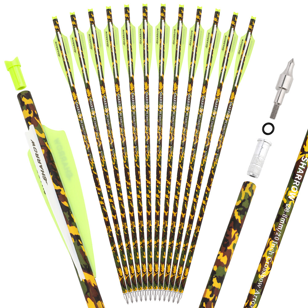 Camo Crossbow Bolts Mixed Carbon Fiber Hunting Arrows 16"-22" 12pcs