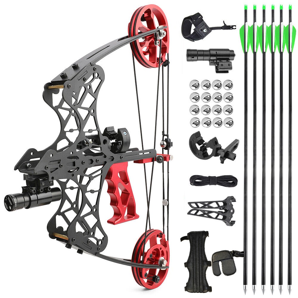 18" Mini Compound Bow Dual-use Steel Ball Hunting Fishing 35lbs LH RH