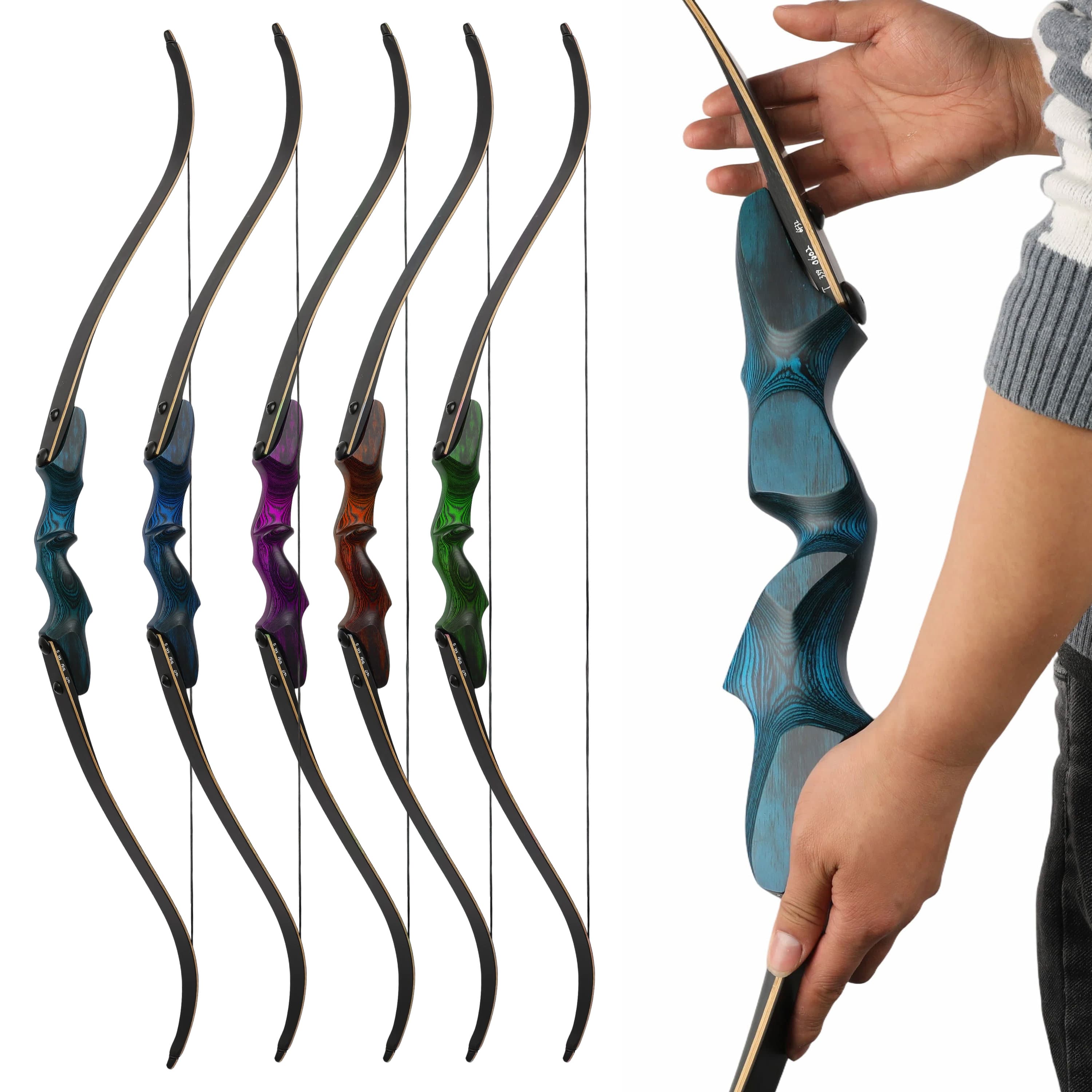 Rock Bear 60'' Recurve Bow 20-60LBS Takedown Bow Archery Hunting  