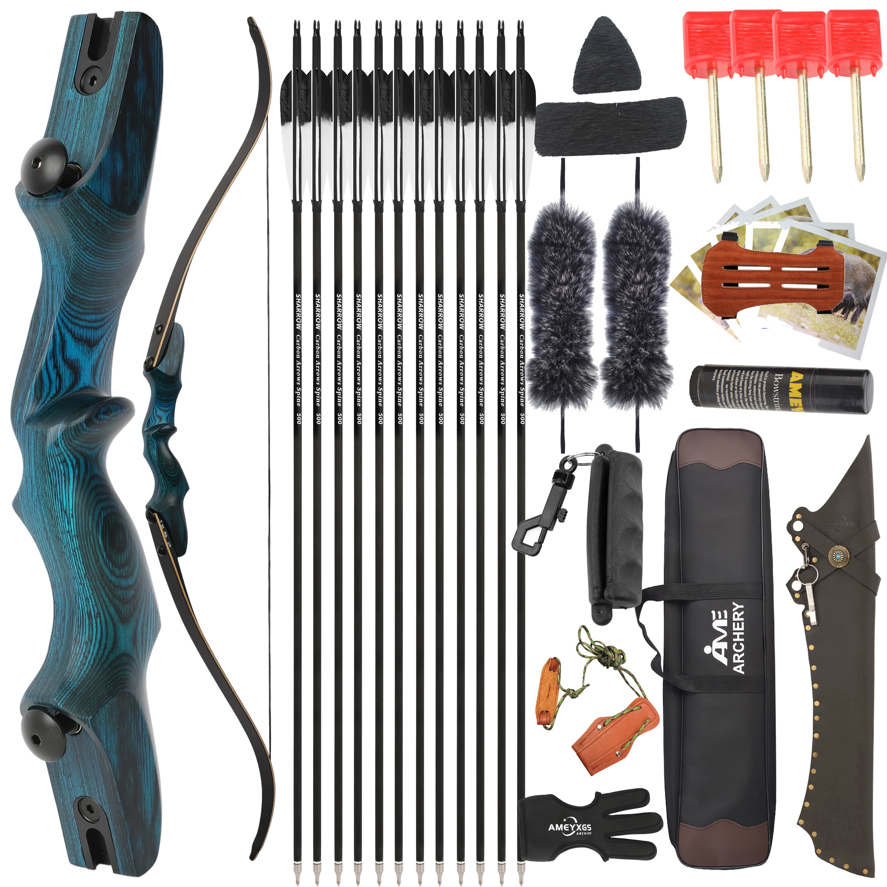 Rock Bear 60'' Recurve Bow 20-60LBS Takedown Bow Archery Hunting  