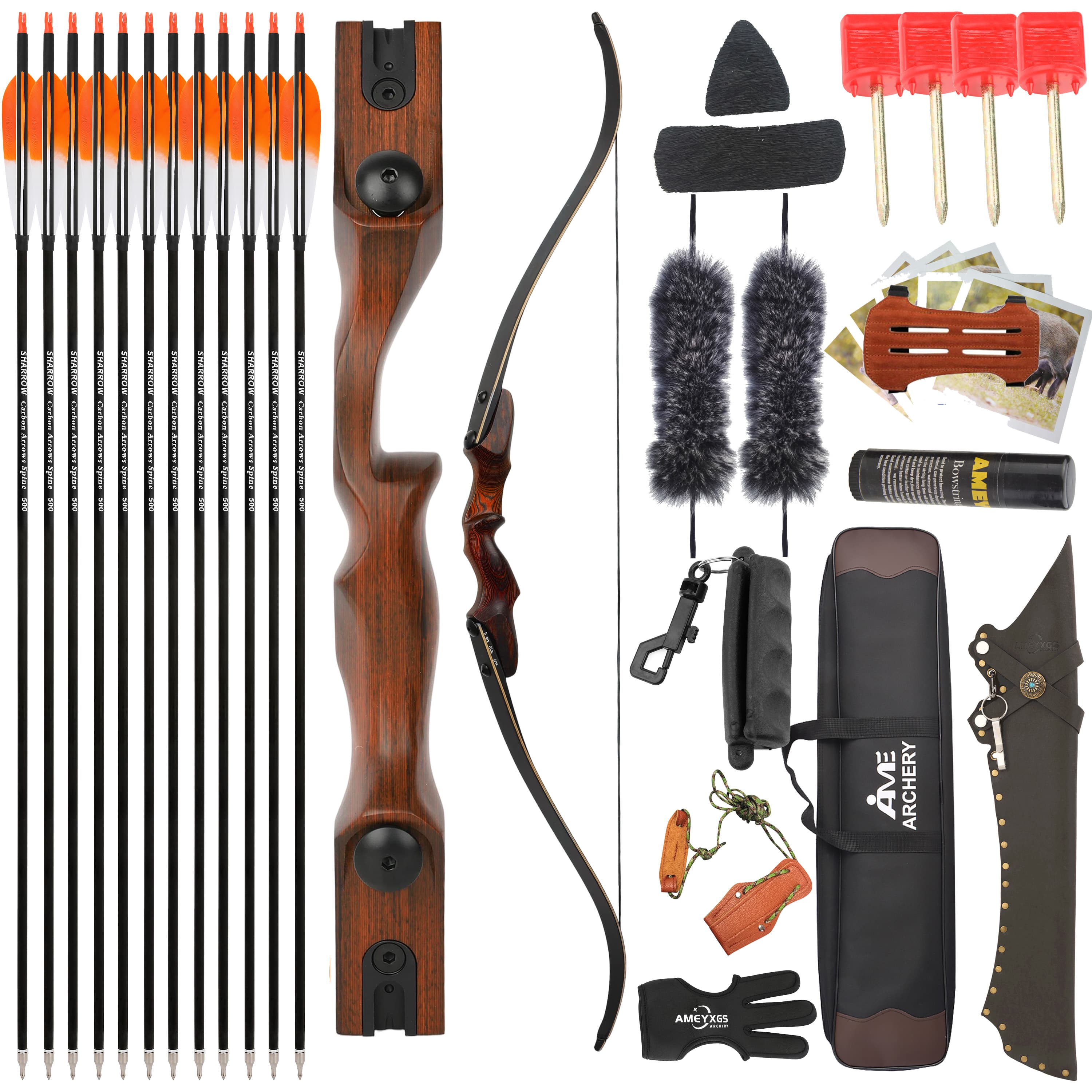 Rock Bear 60'' Recurve Bow 20-60LBS Takedown Bow Archery Hunting  