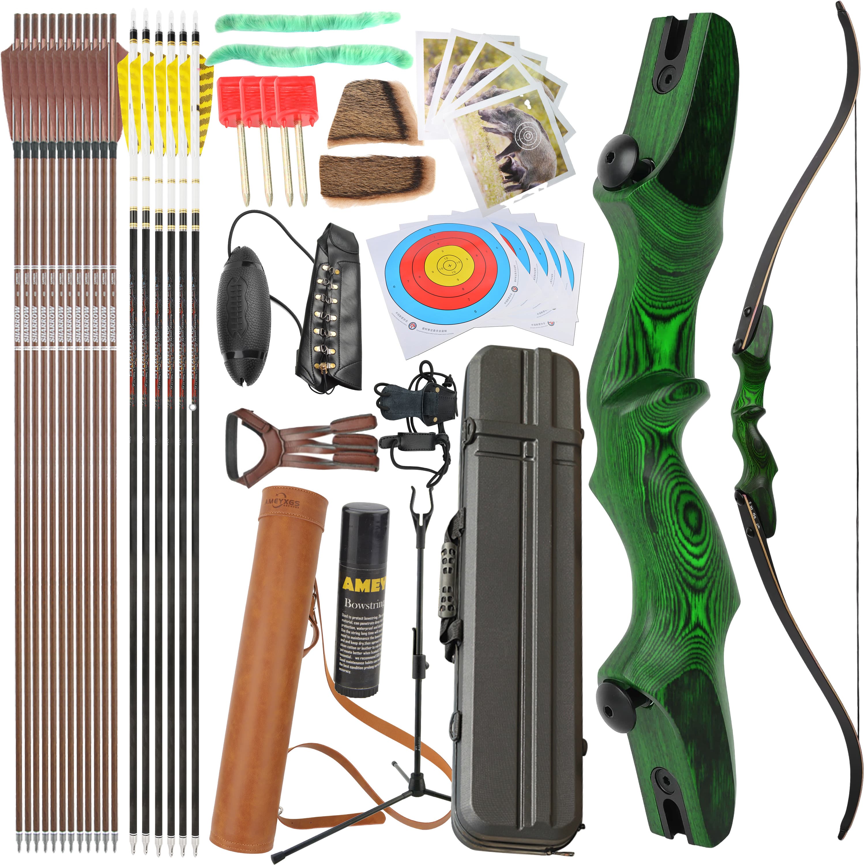 Rock Bear 60'' Recurve Bow 20-60LBS Takedown Bow Archery Hunting  