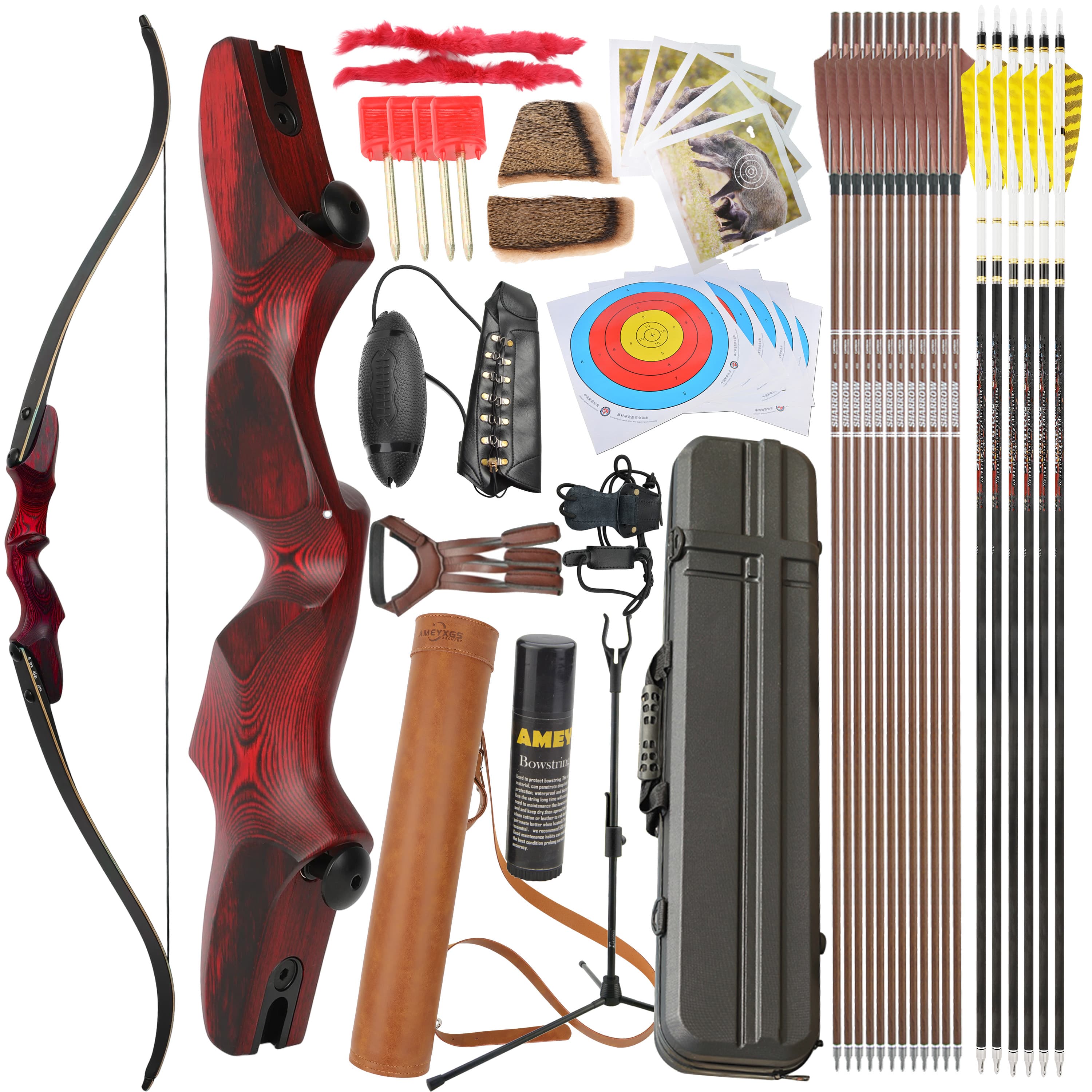 Rock Bear 60'' Recurve Bow 20-60LBS Takedown Bow Archery Hunting  