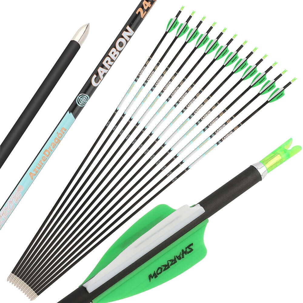 Pure Carbon Arrows 32 inch SP300-1000 Vanes .003" Recurve Compound Bow