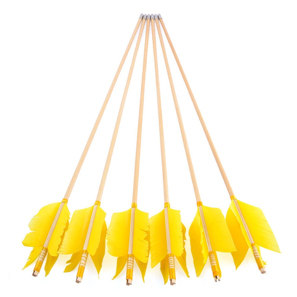 Archery Wooden Arrows Flu-Flu 32" Feathers Traditional Longbow Target