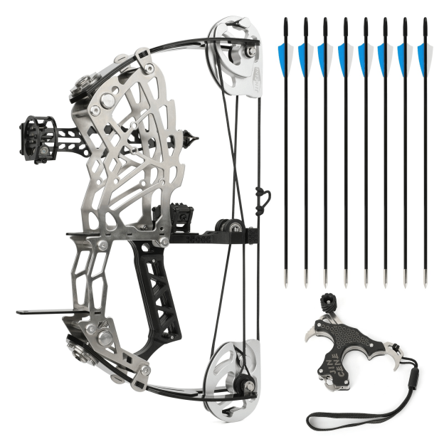 13" Mini Compound Bow Dual-use Steel Ball Hunting Fishing 15-32 lbs