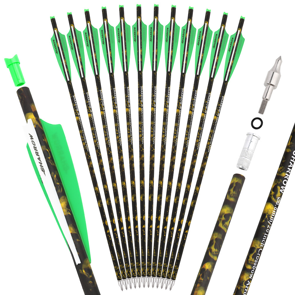 Camo Crossbow Bolts Mixed Carbon Fiber Hunting Arrows 16"-22" 12pcs