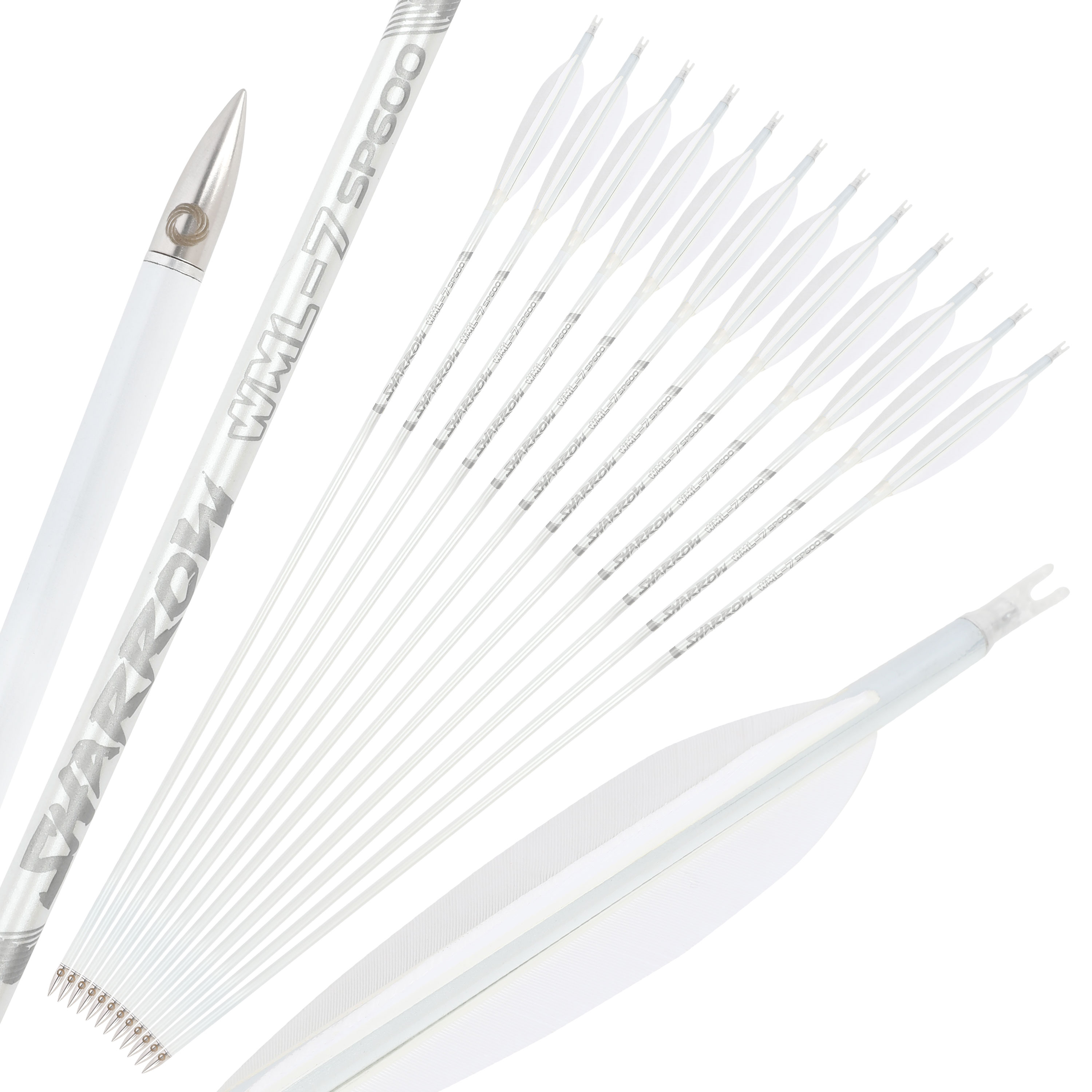 Hunting Fletched Arrows Pure Carbon Feather Spine 400-800