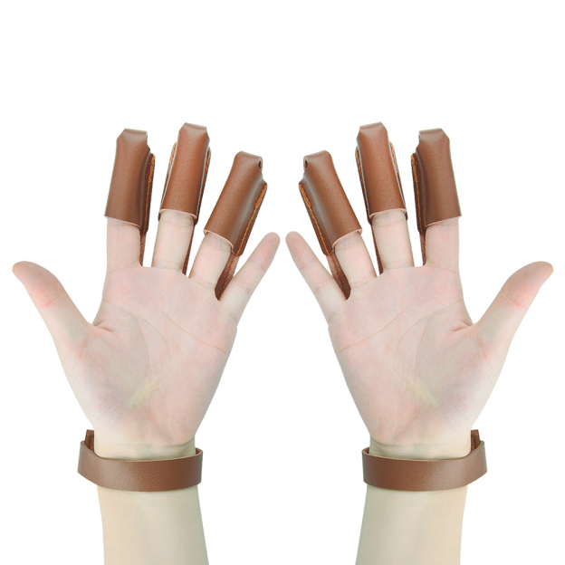 Three Finger Archery Glove Leather Tab Guard